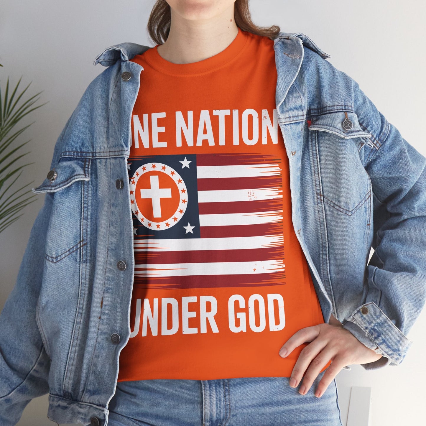 One Nation Under God Flag 4th Of July Patriotic Christian T-Shirt