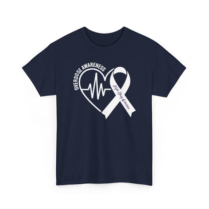 Overdose Awareness Month Heart Purple Ribbon Support T-Shirt