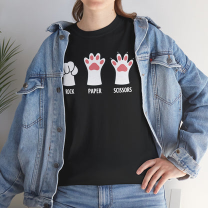 Funny  Introvert Cat Animal Rescue Rock Paper Scissors Cute Paw Cat T-Shirt