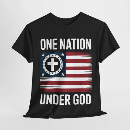 One Nation Under God Flag 4th Of July Patriotic Christian T-Shirt