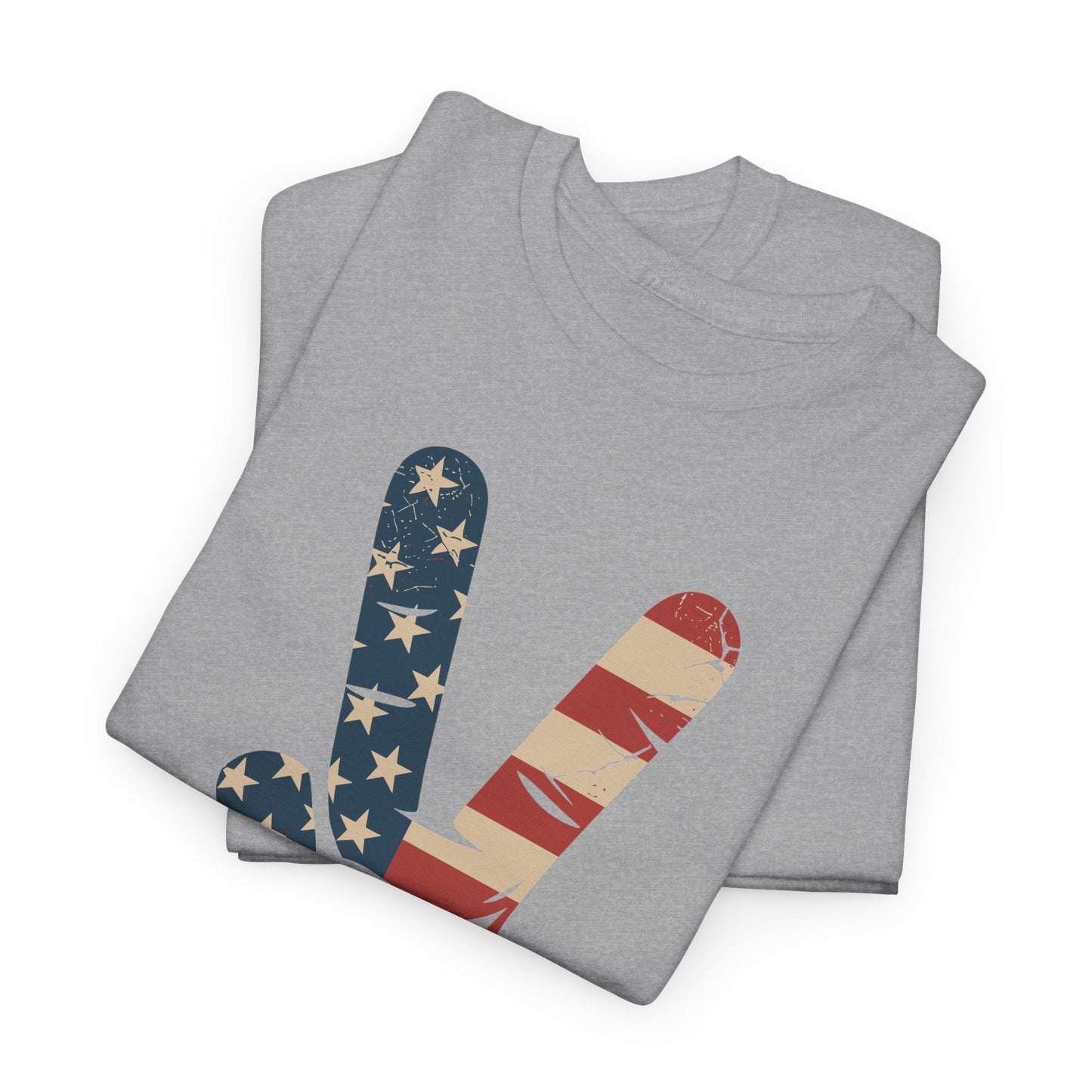 USA Flag Peace Sign Hand 4th of July Patriotic Men Boys T-Shirt