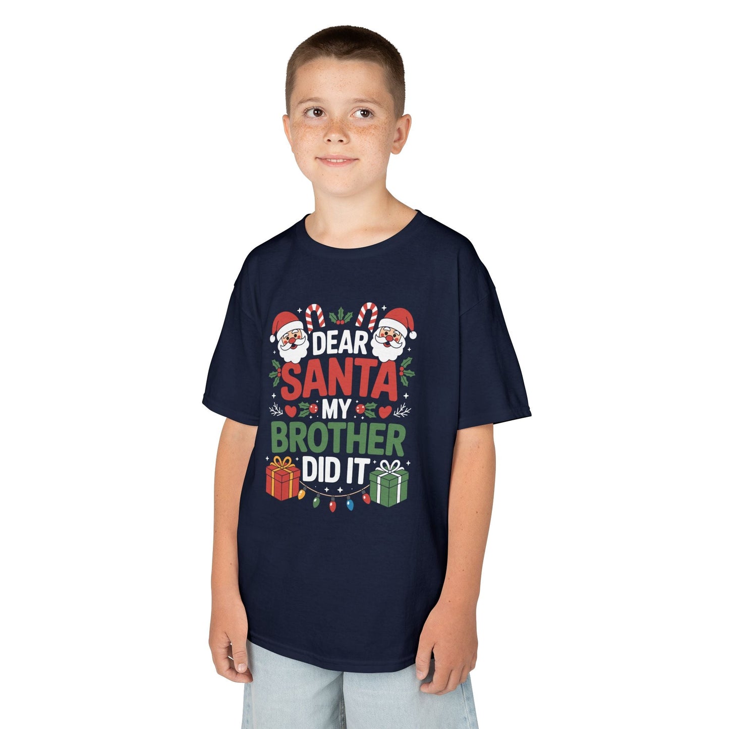 Dear Santa My Brother Did It Funny Christmas Boys Girls Kids T-Shirt