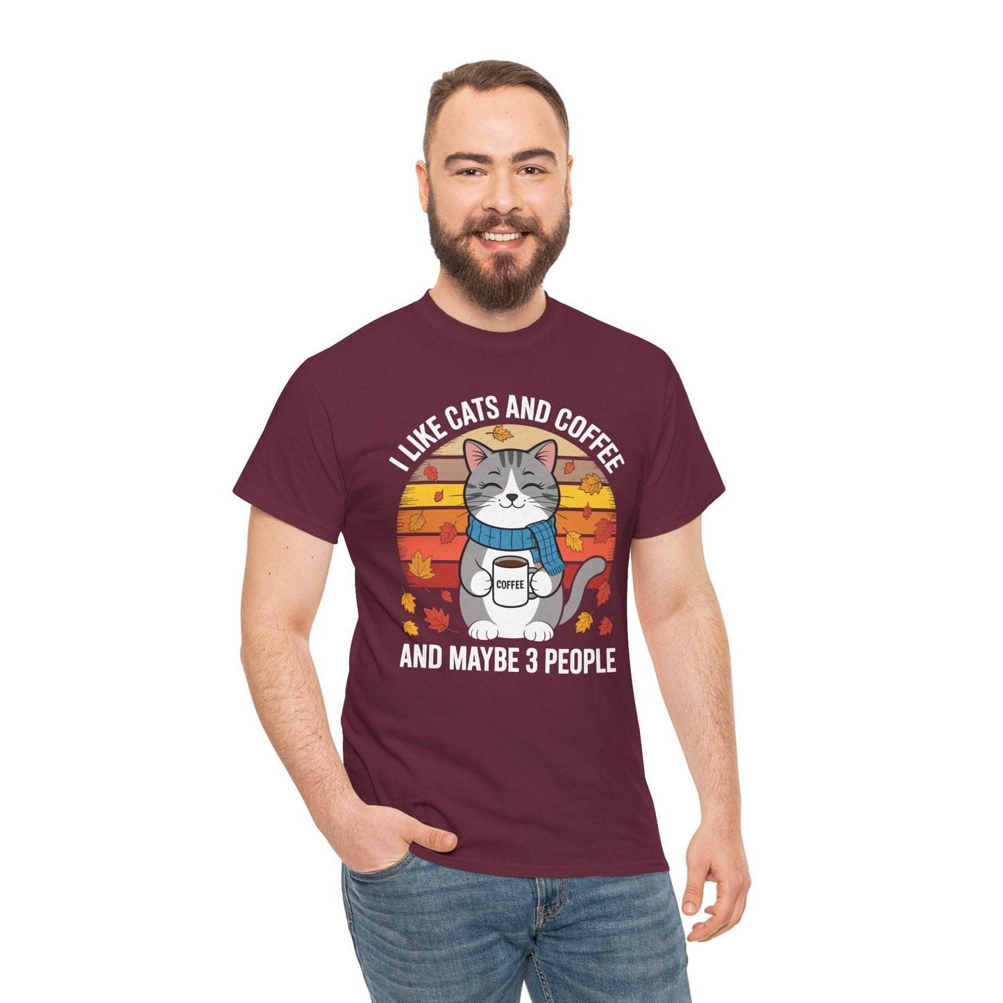 I Like Cats And Coffee And Maybe 3 People , Cats Lover T-Shirt
