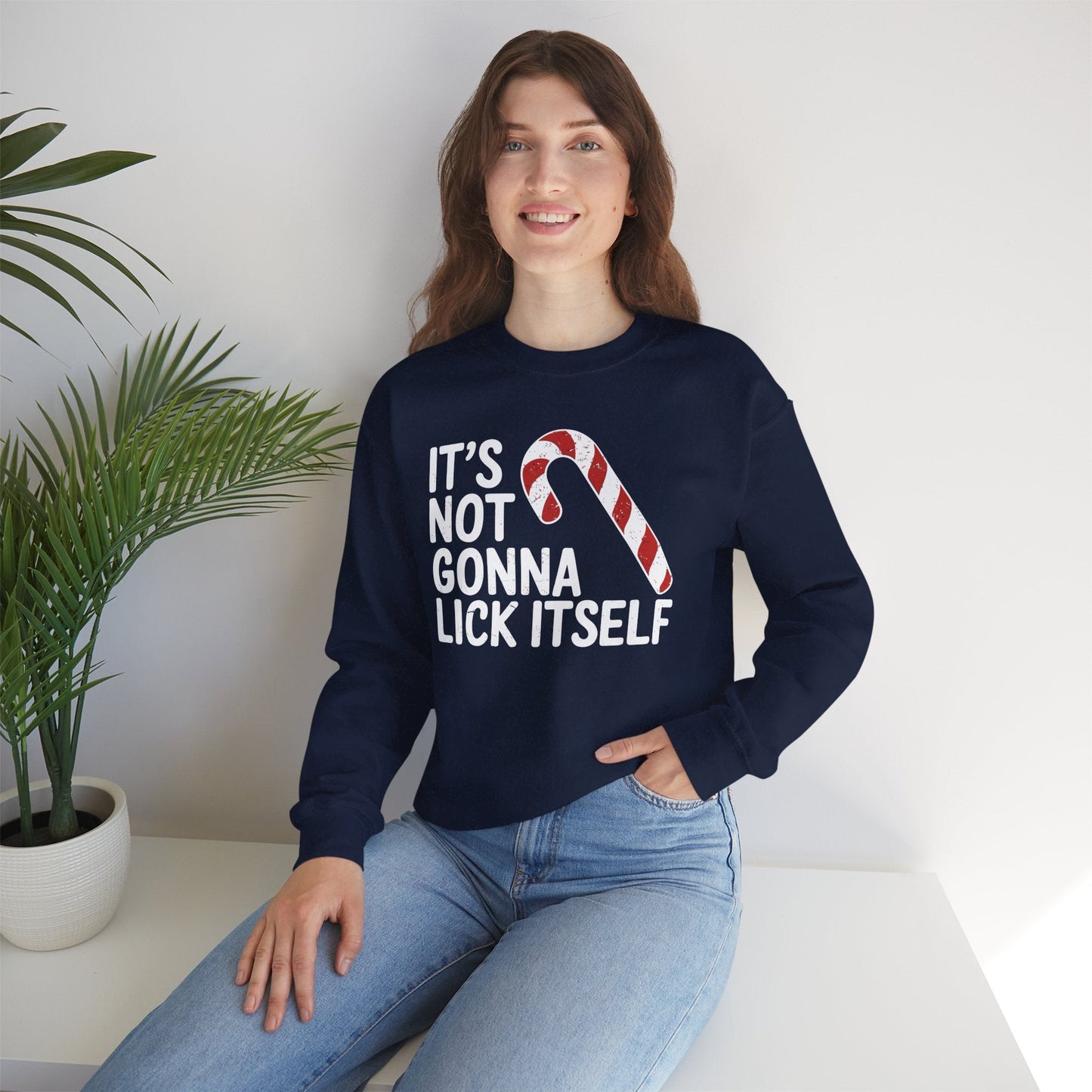 Funny Candy Cane Lick Itself Adult Christmas in July Gift Sweatshirt