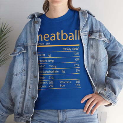 Meatball Nutrition Facts Funny Thanksgiving Christmas T-Shirt