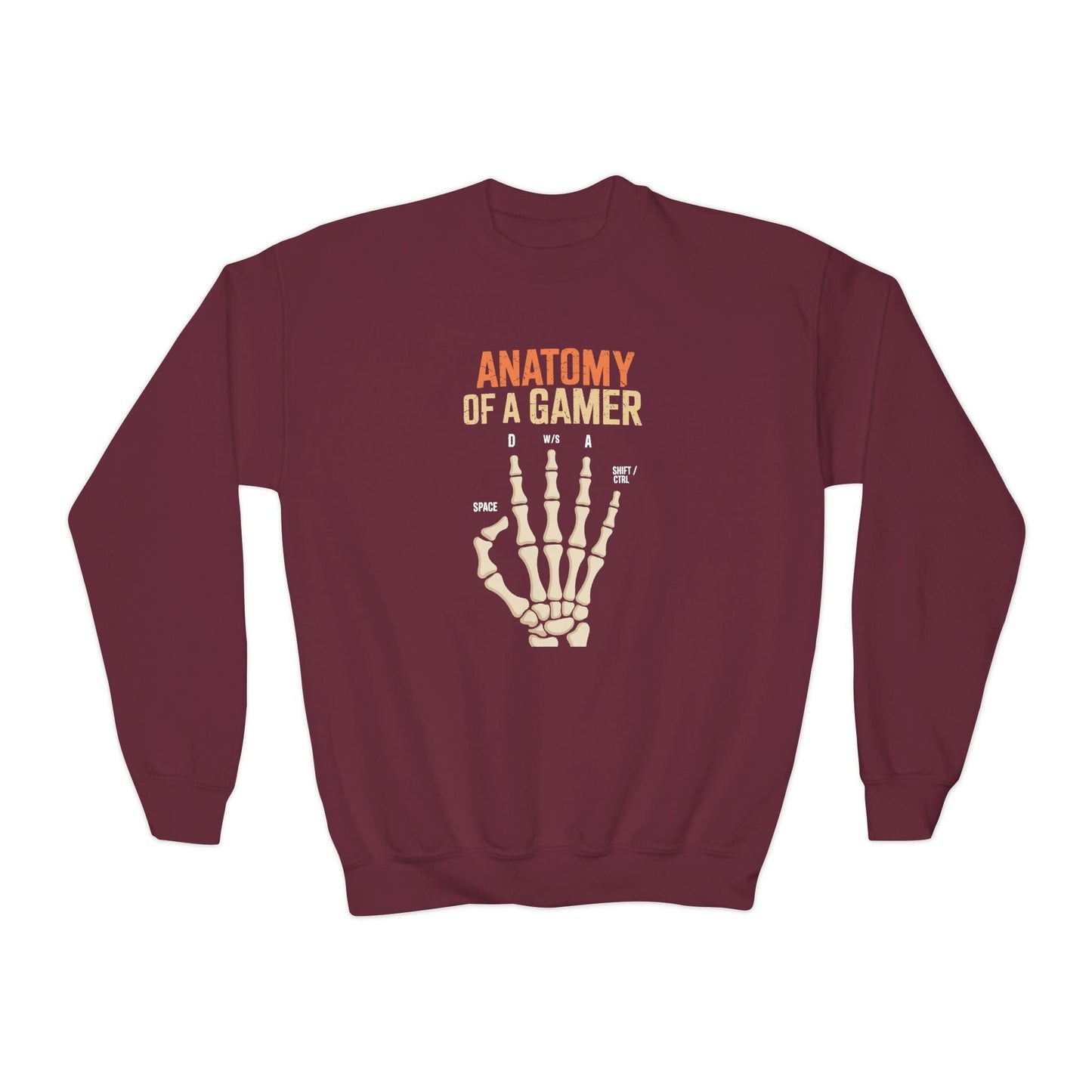 Funny Anatomy Of A Gamer Skeleton Hand Boys Kids Teens Sweatshirt