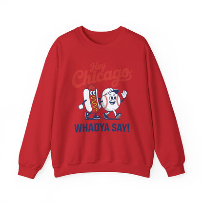 Hey Chicago Whadya Say Baseball and Hot Dog 4th of July Men Women Sweatshirt