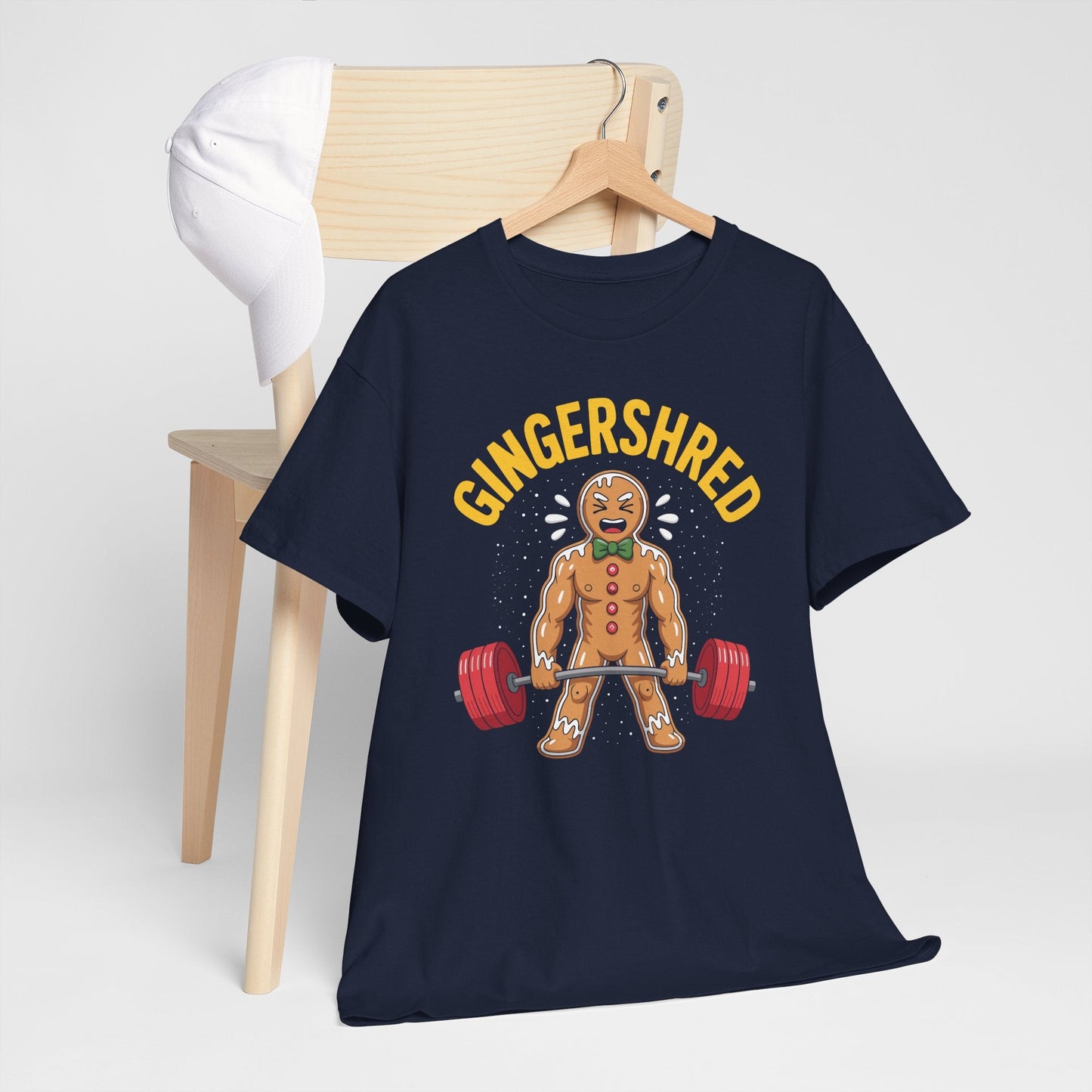 Funny Gingershred Gingerbread Man Gym Bodybuilding Christmas T-Shirt