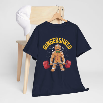 Funny Gingershred Gingerbread Man Gym Bodybuilding Christmas T-Shirt