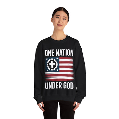 One Nation Under God Flag 4th Of July Patriotic Christian Sweatshirt