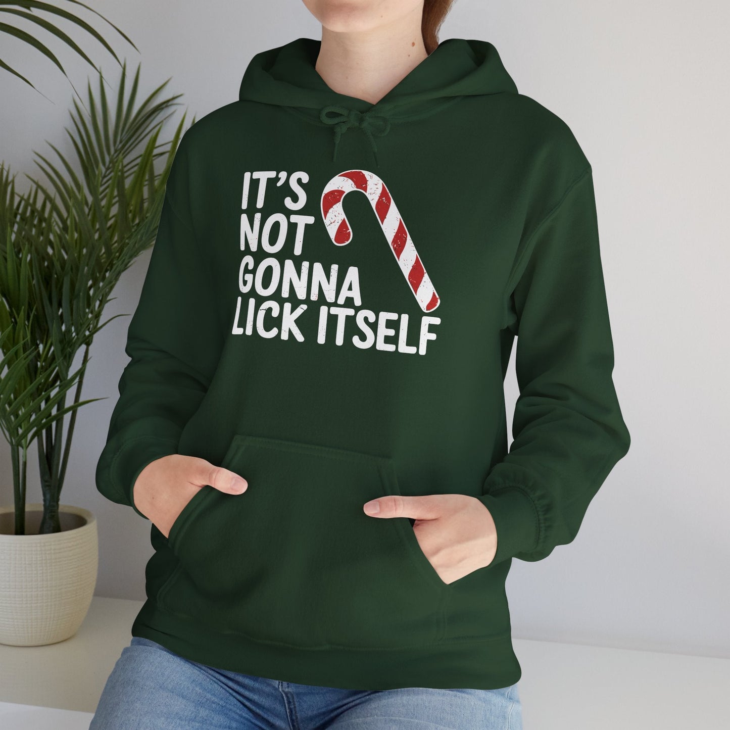 Funny Candy Cane Lick Itself Adult Christmas in July Gift Hoodie