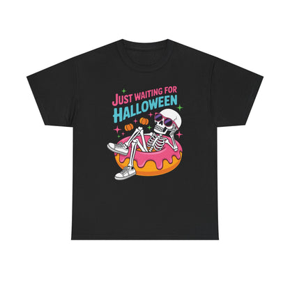 Just Waiting For Halloween Skeleton Donut Summerween Vibes T-Shirt