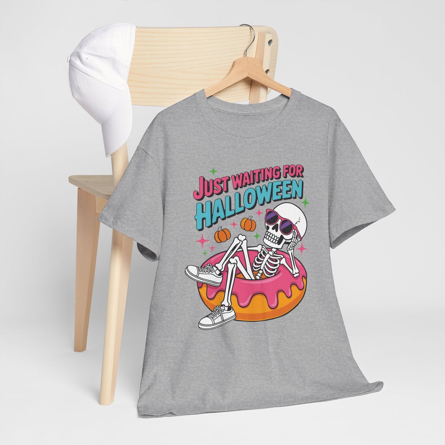 Just Waiting For Halloween Skeleton Donut Summerween Vibes T-Shirt