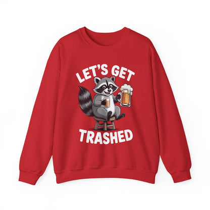 Funny Let's Get Trashed Raccoon Meme Humor Beer Drinking Sweatshirt