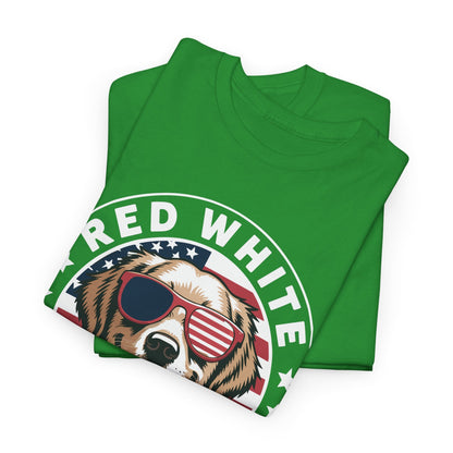 Red White Golden Retriever American Flag 4th of July Gift T-Shirt