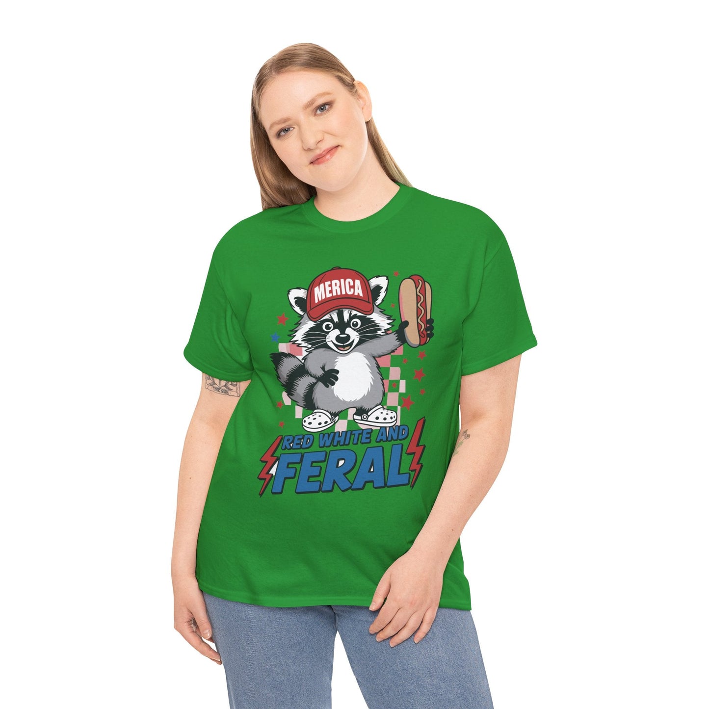 Red White And Feral Raccoon 4th of July Saying Meme T-Shirt