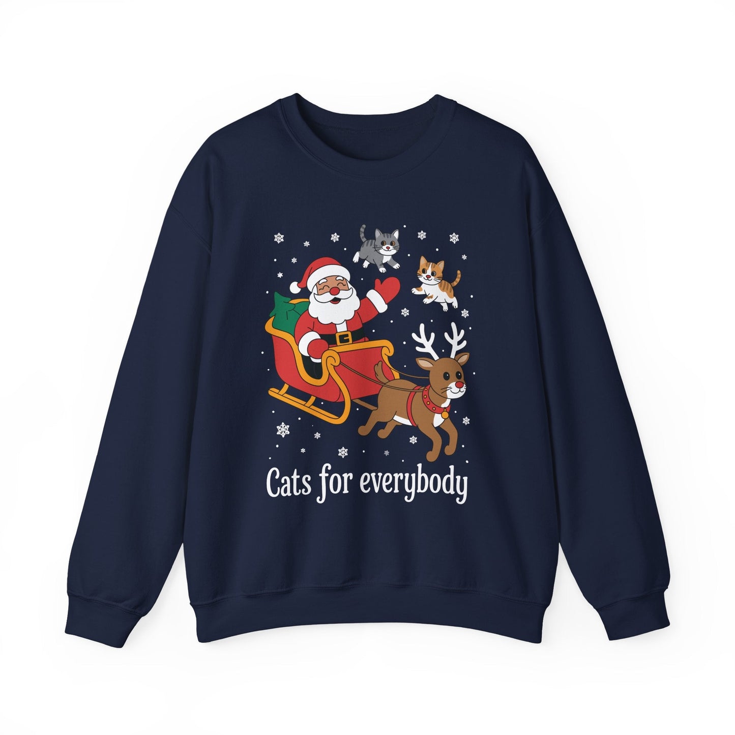 Cats For Everybody Christmas Cat Funny Xmas Women Santa Sweatshirt
