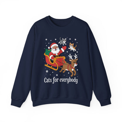 Cats For Everybody Christmas Cat Funny Xmas Women Santa Sweatshirt
