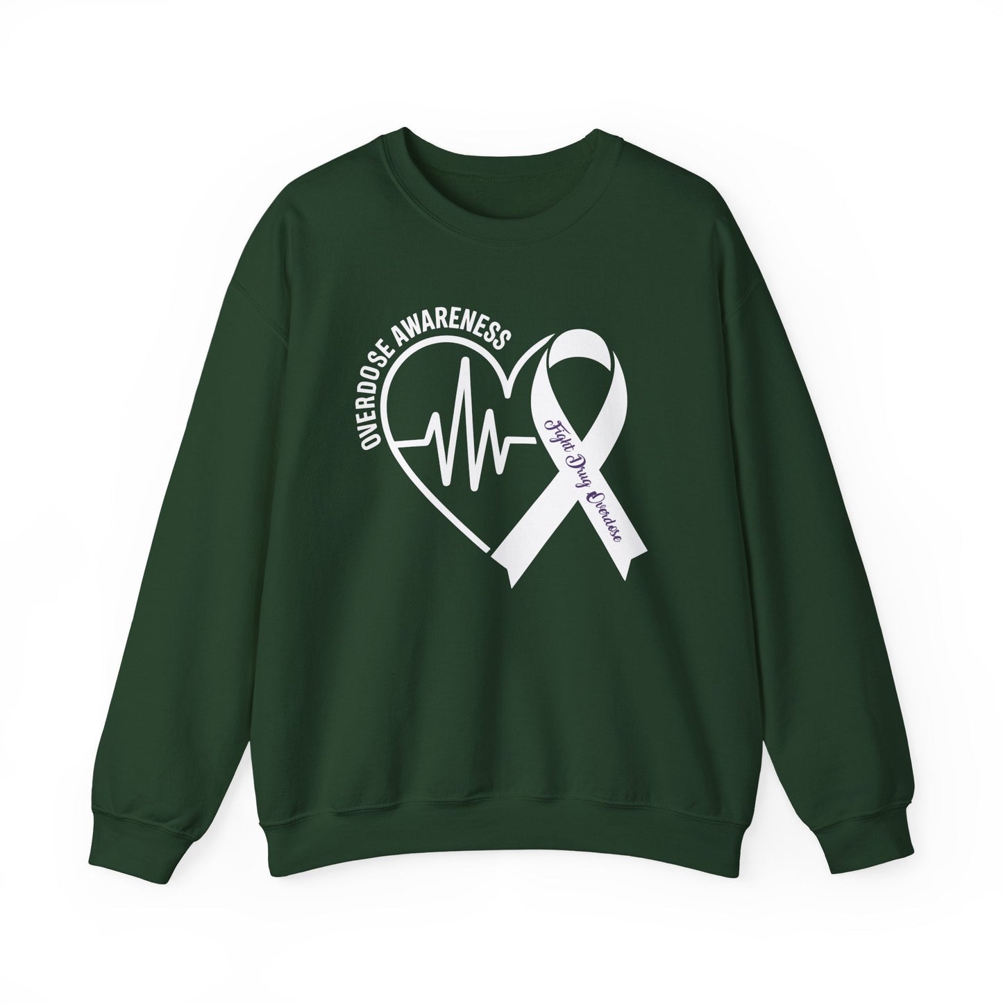 Overdose Awareness Month Heart Purple Ribbon Support Sweatshirt