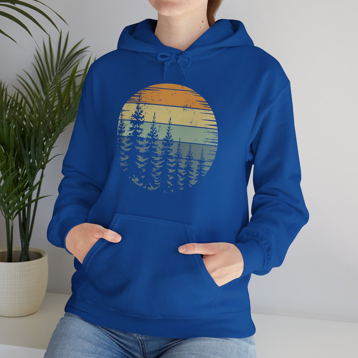 Retro Forest Trees Outdoors Nature Vintage Graphic Hoodie