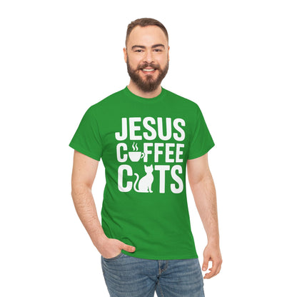 Christian Jesus, Coffee, Cats - Religous Cat Caffeine Lover T-Shirt