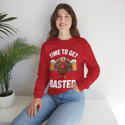 Time To Get Basted Funny Beer Thanksgiving Turkey Gift Sweatshirt