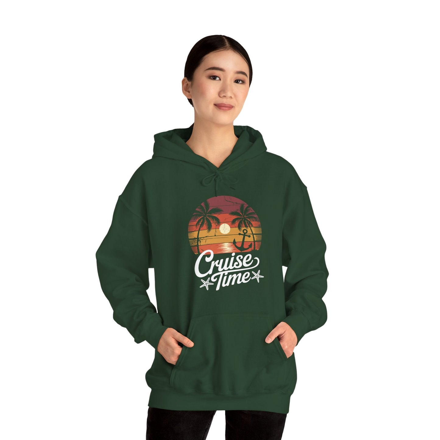 On Cruise Time Coconut Tree Graphic Summer Vacation Cruising Hoodie