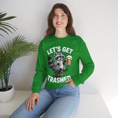 Funny Let's Get Trashed Raccoon Meme Humor Beer Drinking Sweatshirt