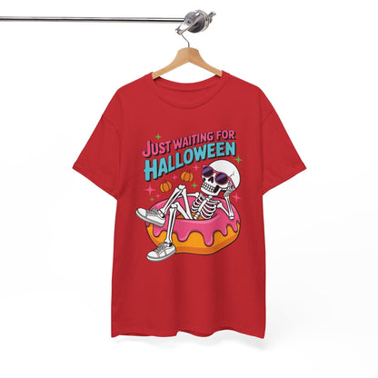 Just Waiting For Halloween Skeleton Donut Summerween Vibes T-Shirt