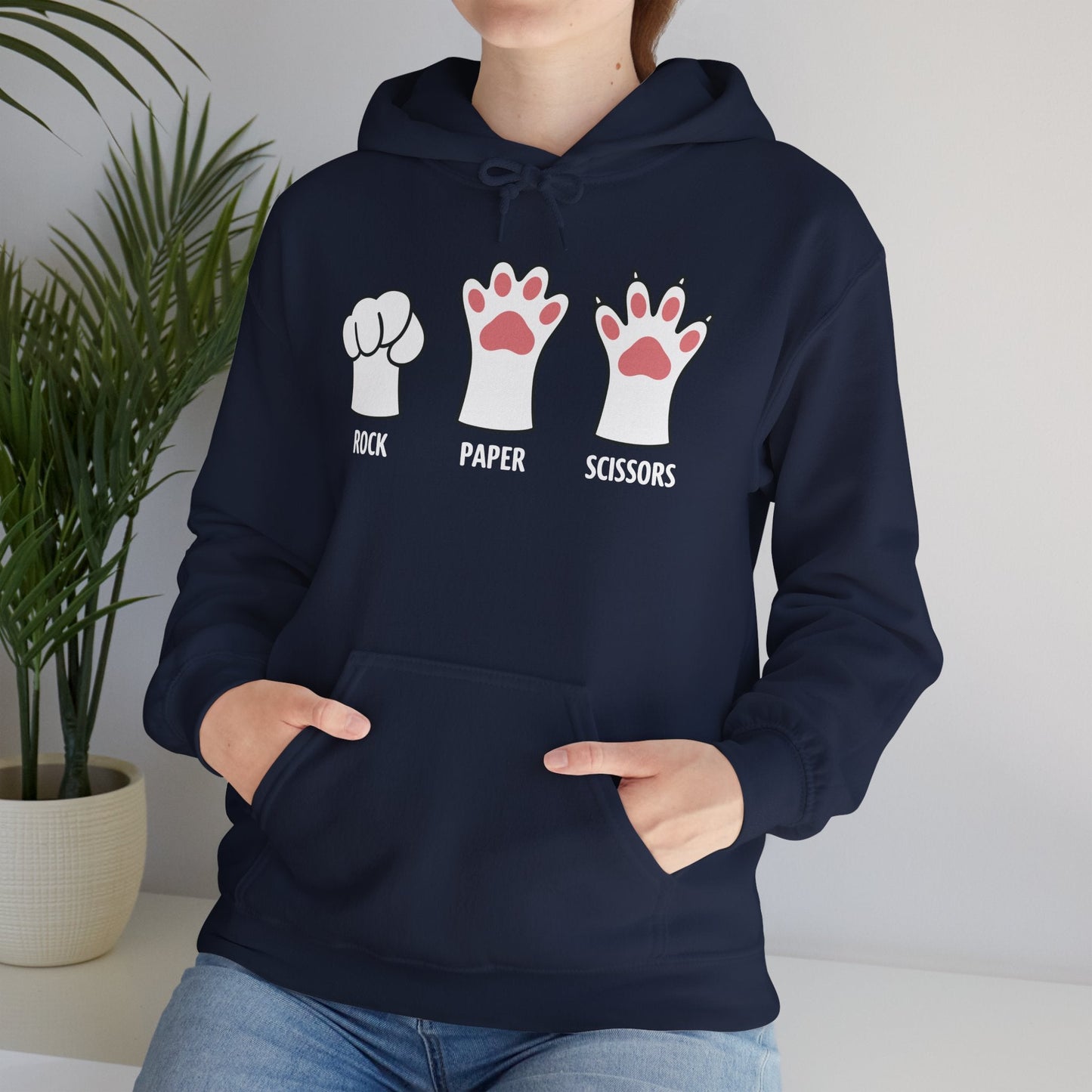 Funny  Introvert Cat Animal Rescue Rock Paper Scissors Cute Paw Cat Hoodie