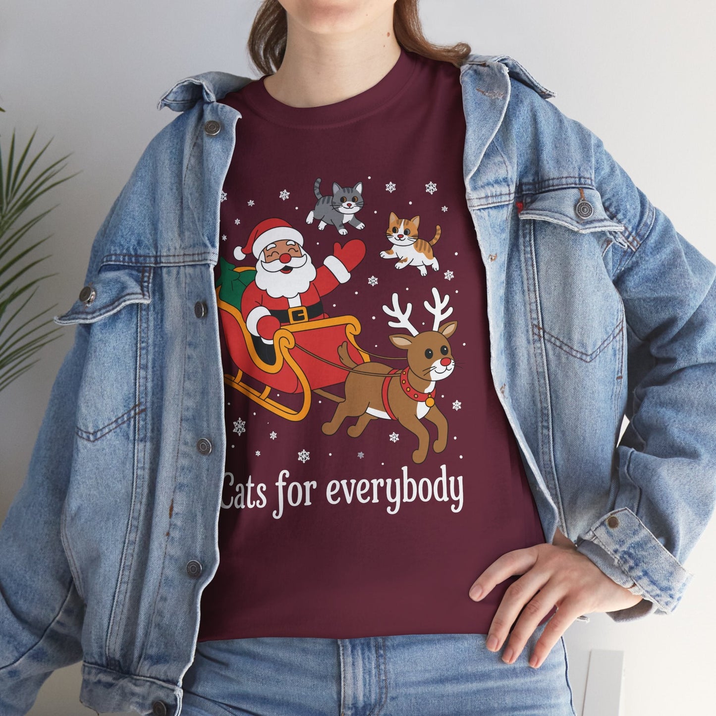 Cats For Everybody Christmas Cat Funny Xmas Women Santa T-Shirt