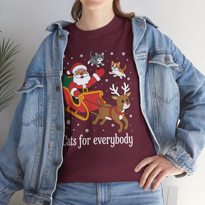Cats For Everybody Christmas Cat Funny Xmas Women Santa T-Shirt