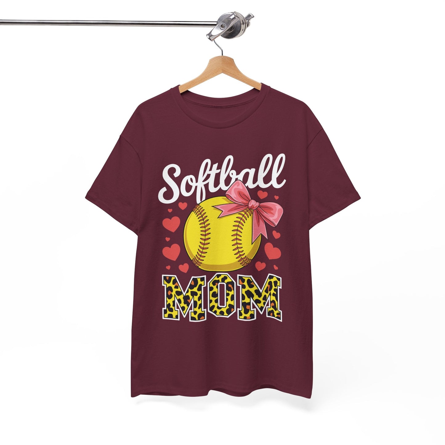Softball Mom Headband Leopard Softball Ball Mothers Day Mama T-Shirt