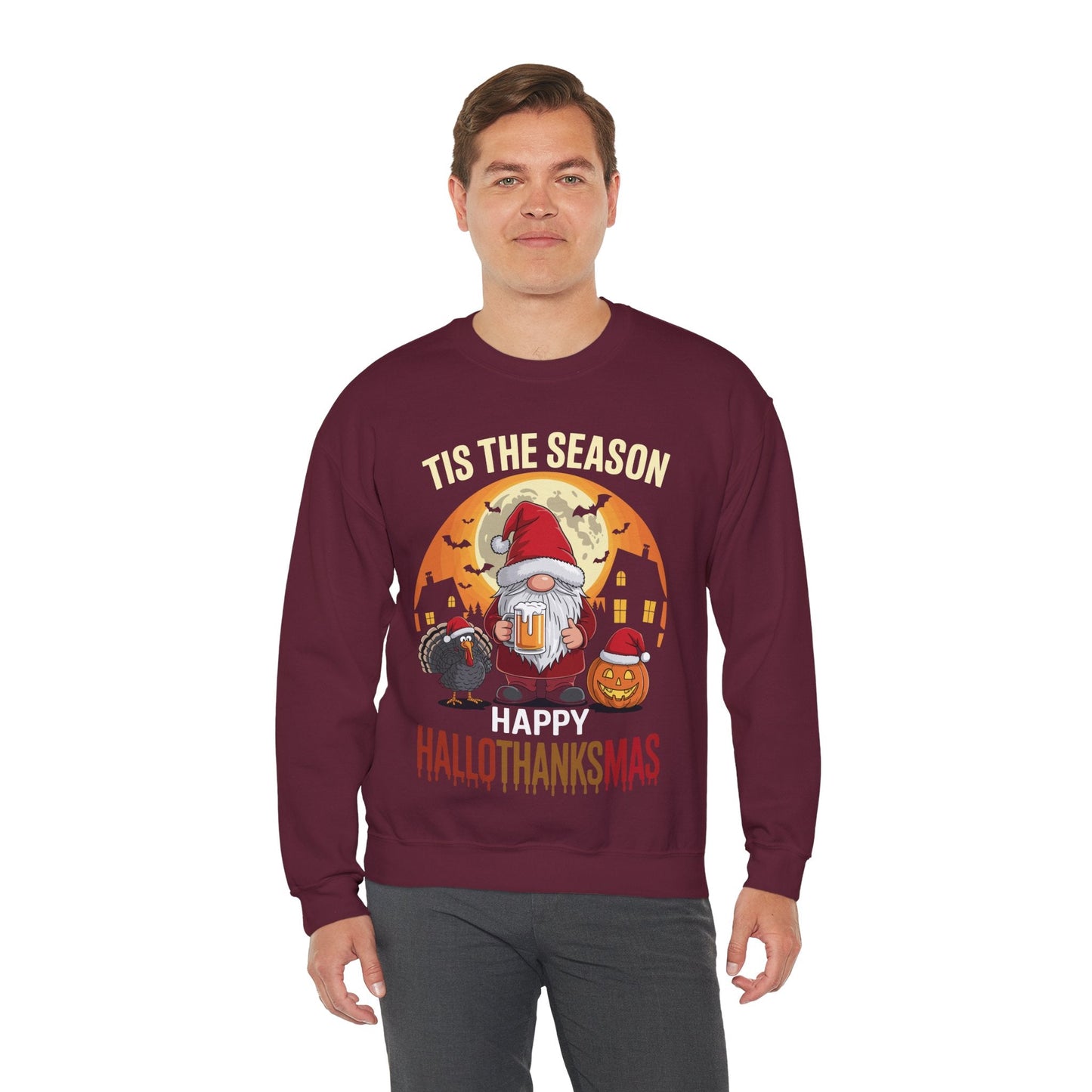 Happy Hallothanksmas Halloween Thanksgiving Merry Christmas Sweatshirt