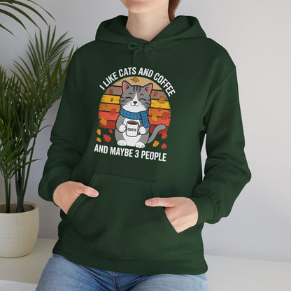 I Like Cats And Coffee And Maybe 3 People , Cats Lover Hoodie