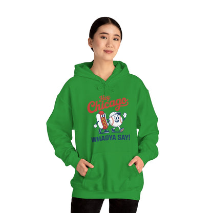 Hey Chicago Whadya Say Baseball and Hot Dog 4th of July Men Women Hoodie