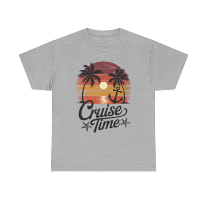 On Cruise Time Coconut Tree Graphic Summer Vacation Cruising T-shirt