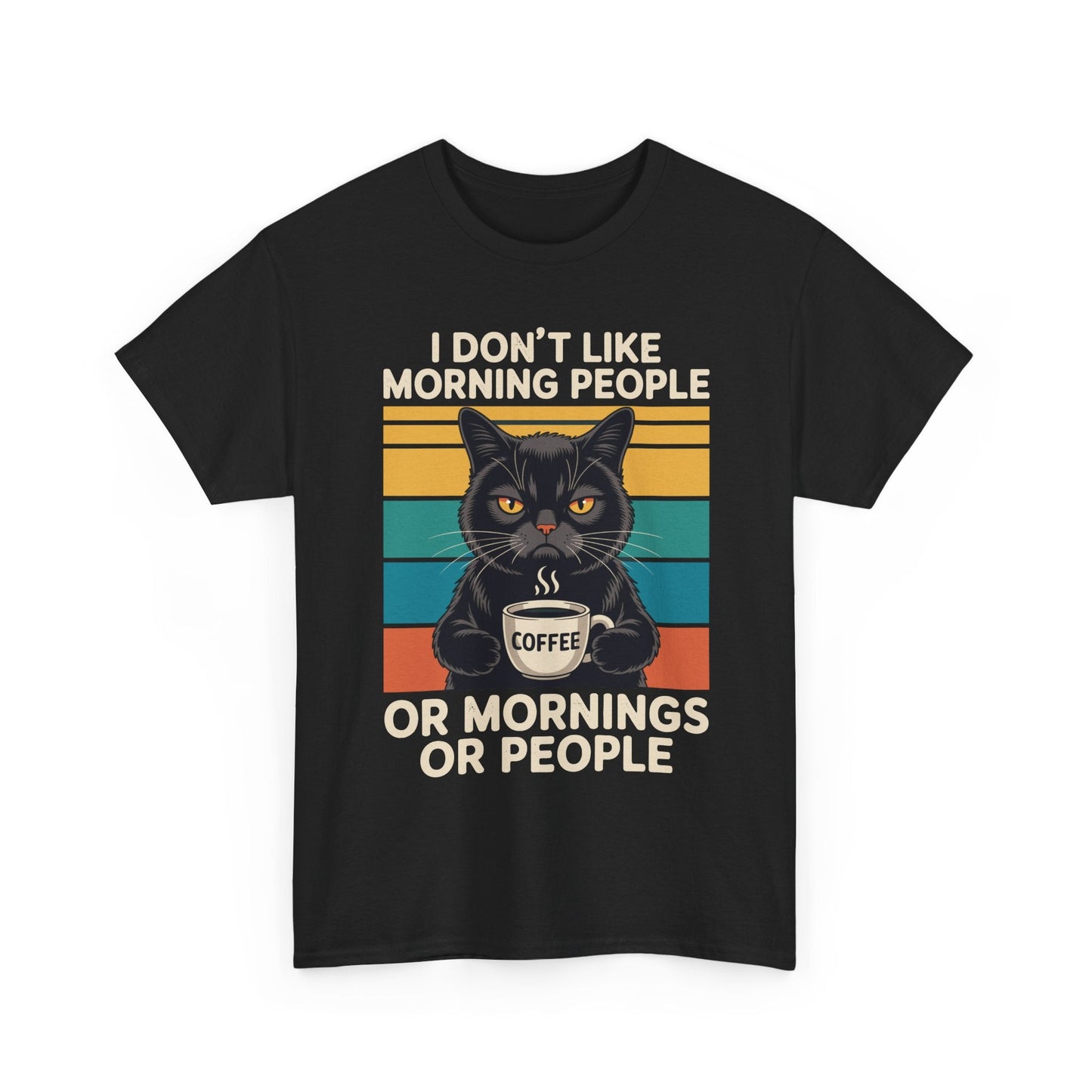 I Hate Morning People And Mornings And People Coffee Cat T-Shirt