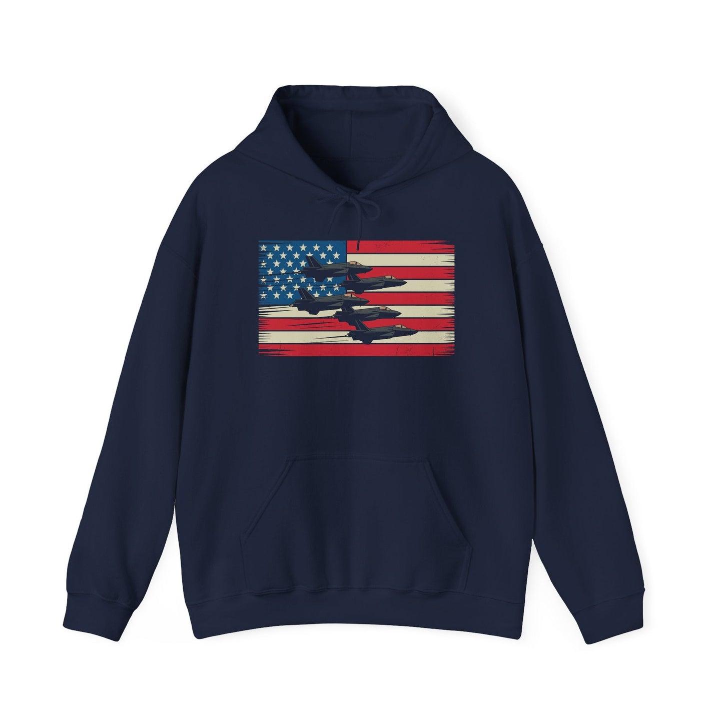 Vintage American Flag USA Fighter Jets 4th of July Patriotic Hoodie