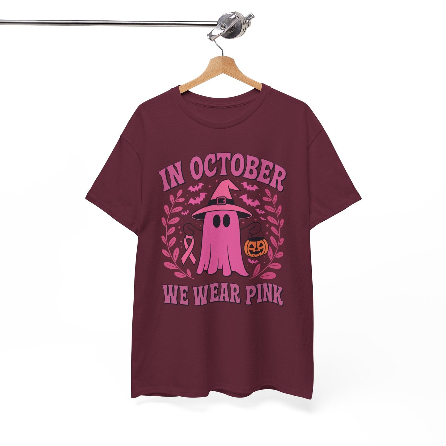 In October We Wear Pink Breast Cancer Awareness Halloween T-Shirt