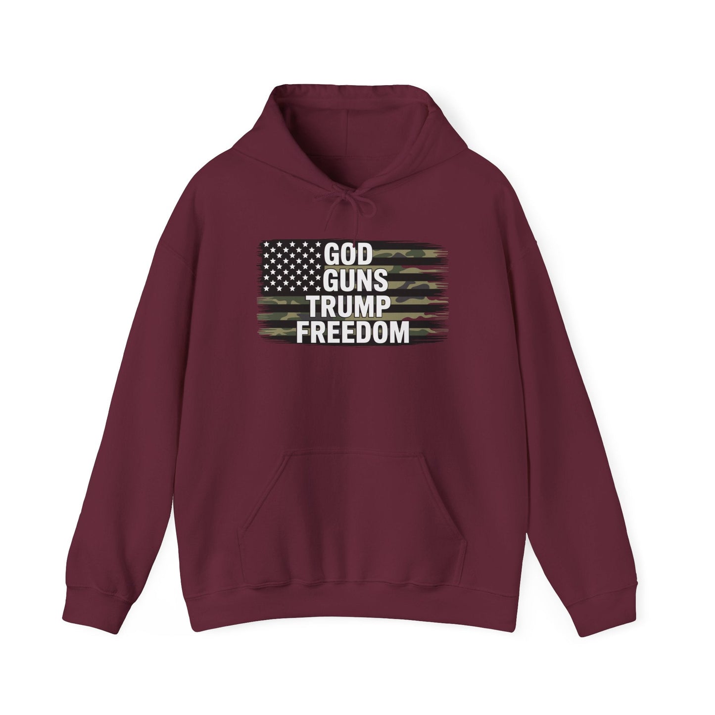 God Guns Trump Freedom Funny Camouflage Pro Gun USA Flag Hoodie