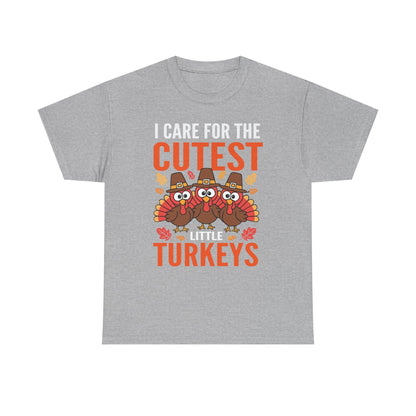 Care For Little Turkeys Nurse Fall Thanksgiving Scrub Top T-Shirt