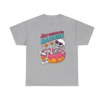 Just Waiting For Halloween Skeleton Donut Summerween Vibes T-Shirt