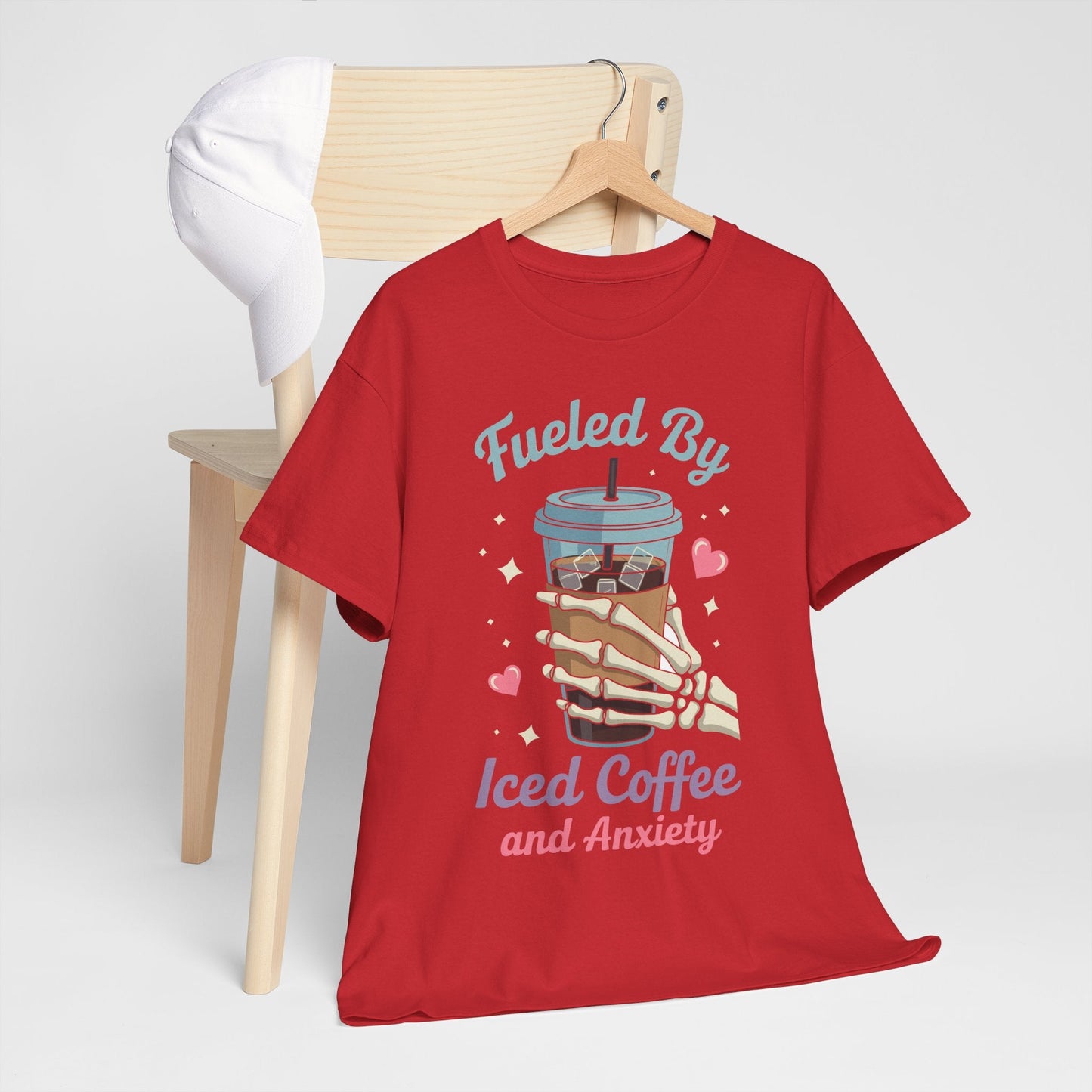 Fueled by Iced Coffee and Anxiety Funny Coffee Lover T-Shirt