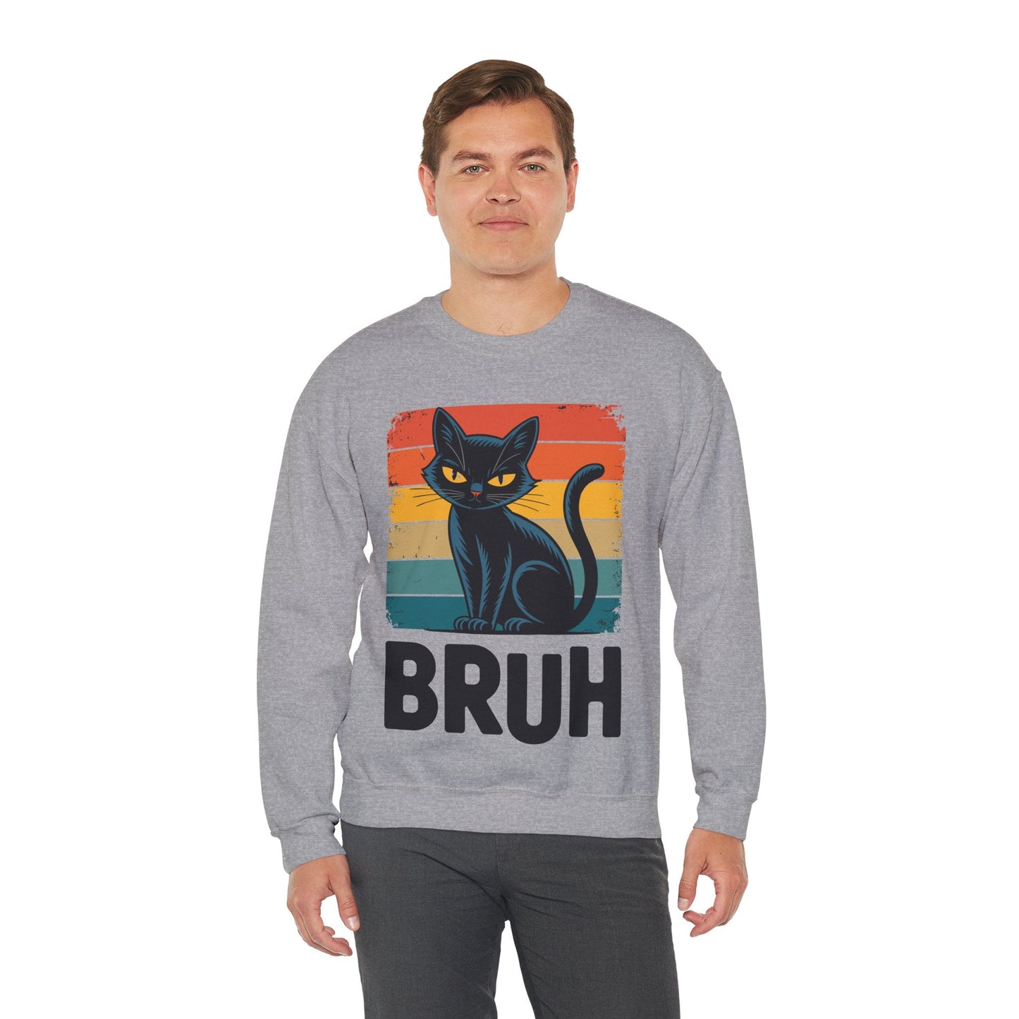 Funny Cat Bruh For Teens Boys Girls Men Women Meme Graphic Sweatshirt