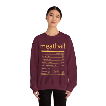 Meatball Nutrition Facts Funny Thanksgiving Christmas Sweatshirt