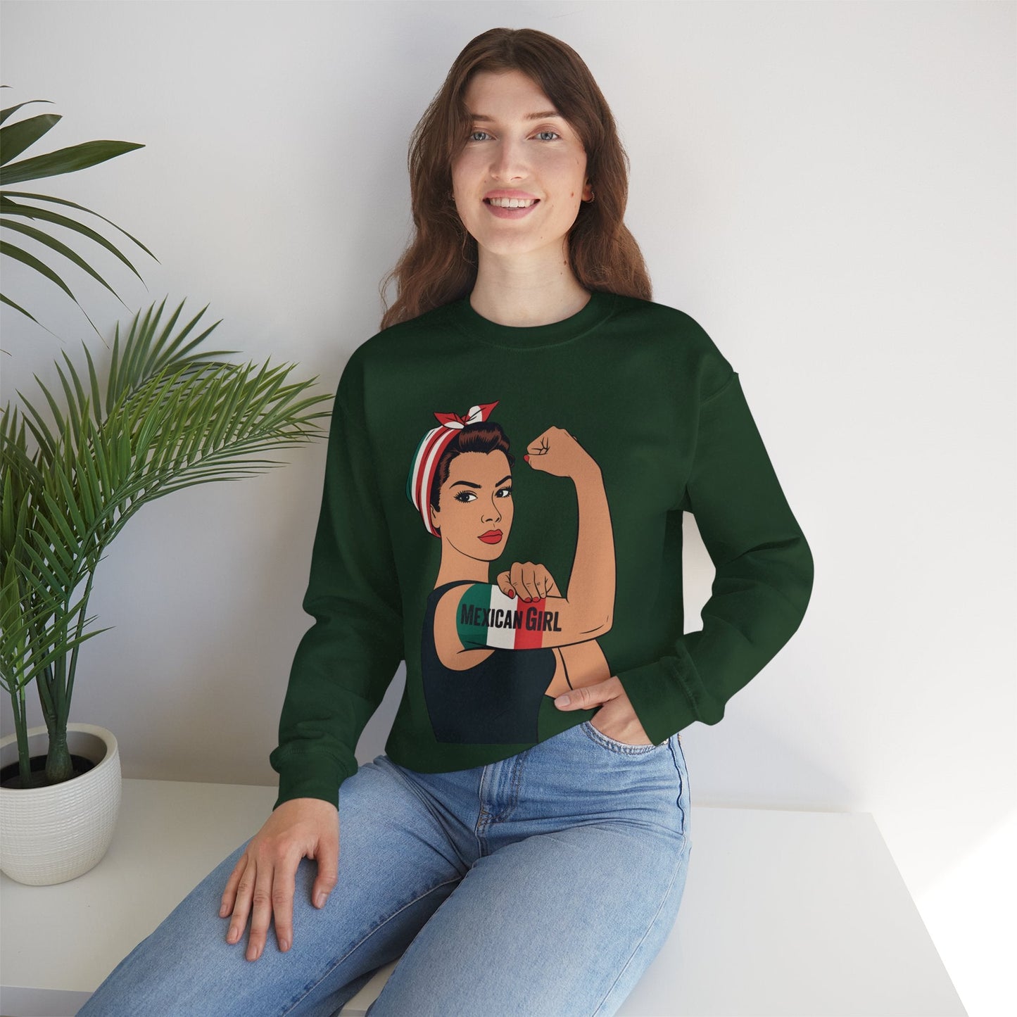 Mexican Girl Mujer Rosie Riveter Cinco De Mayo Fiesta  Sweatshirt Women