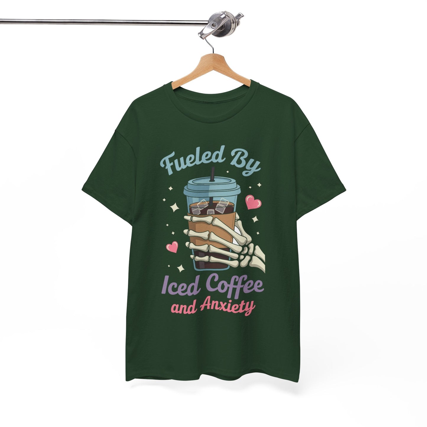 Fueled by Iced Coffee and Anxiety Funny Coffee Lover T-Shirt