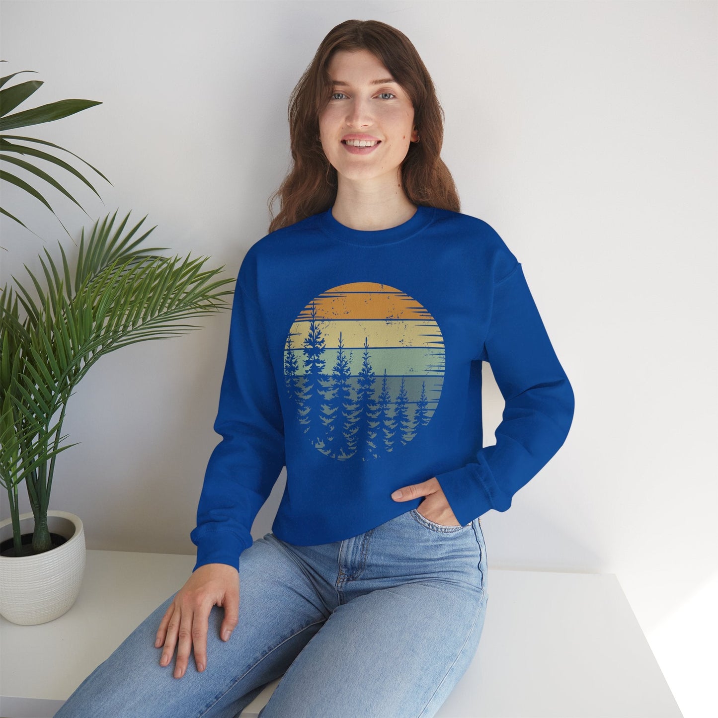 Retro Forest Trees Outdoors Nature Vintage Graphic Sweatshirt