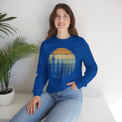 Retro Forest Trees Outdoors Nature Vintage Graphic Sweatshirt